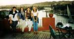 Me (L) and my friends on the balcony of the Cataract Hotel, Aswan